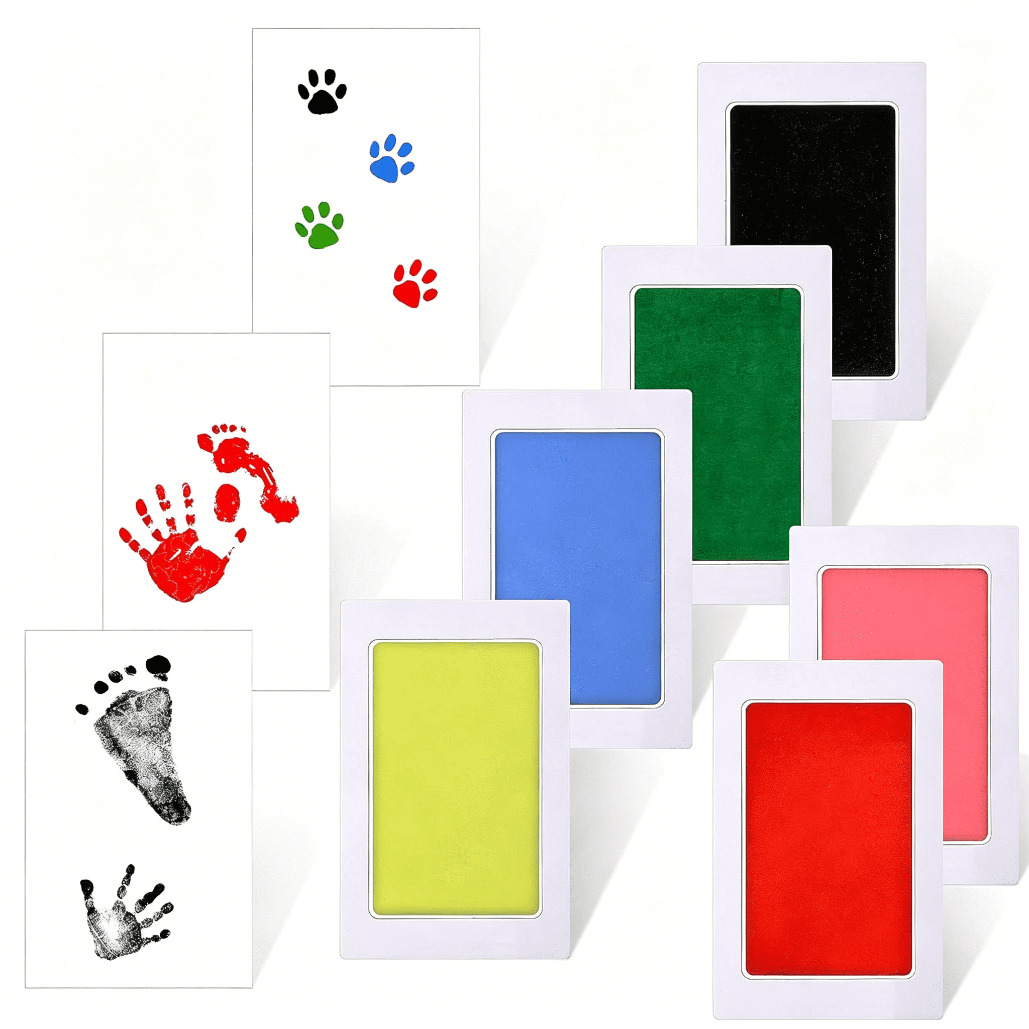 CCOCC 18 Pieces Baby Inkless Handprint and Footprint Kit 6 Safe Hand and Foot Ink Pad Clean Touch Dog Paw Print Stamp Kit and 12 Card for Newborn Registry Family Keepsake Baby Gift (Small)