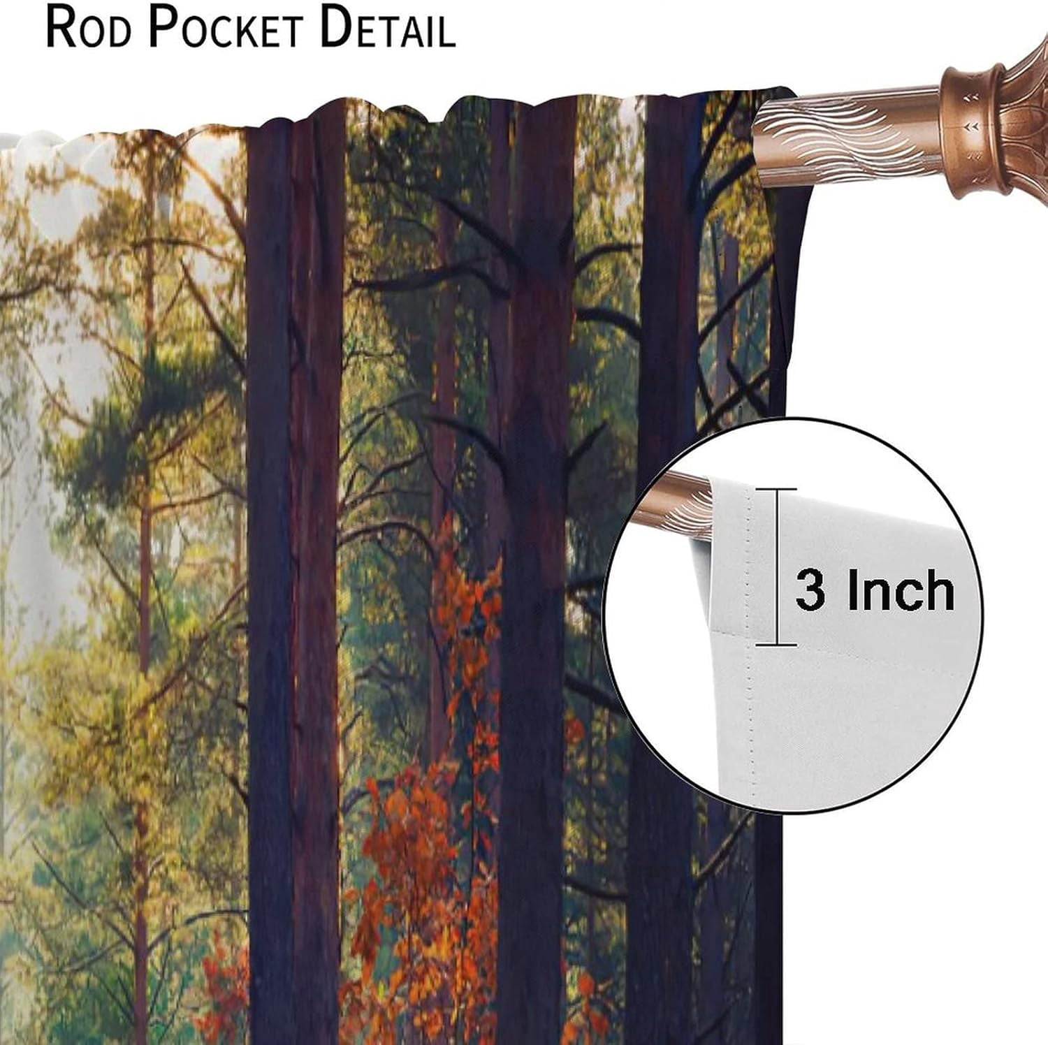 Forest Bedroom Curtains,Nature Scenery Sunshine Trees Blackout Window Door Curtains for Bedroom Living Room Kitchen Bathroom Hotels Decor,2 Panel Set W42xL54in