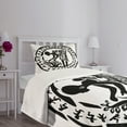 thumbnail image 5 of Ambesonne African Quilted Bedspread Set 2 Pcs, Tribe Woman Frame, Twin Size, Black and White, 5 of 6