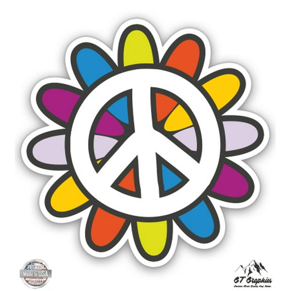 Peace Flower - 3" Vinyl Sticker - For Car Laptop I-Pad Phone Helmet Hard Hat - Waterproof Decal