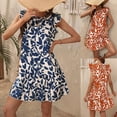 thumbnail image 3 of Robe Courte Ample pour Femme, Printemps et Été 2024, Col Rond, Imprimé Mode, Manches Courtes, 3 of 5