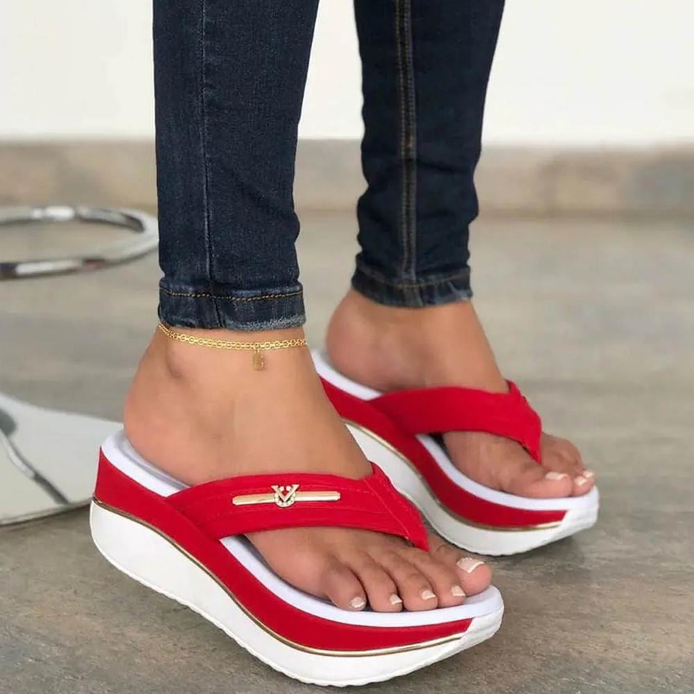 HOT Ladies Women Toe Post Wedge Sandals Flip Flops Platform Casual Slippers Size