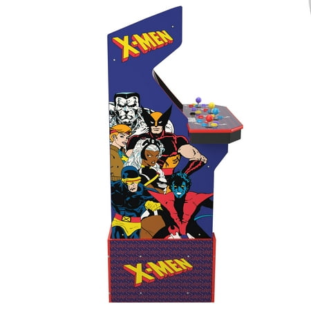 Arcade1UP X-Men (4-Player) Arcade with Riser, Lit Marquee, Lit Deck Protector, Wifi, and Exclusive Stool Bundle