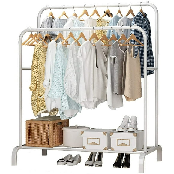Perchero Rack Armable Doble Organizador de ropa Color Blanco Practiksa Rack Doble