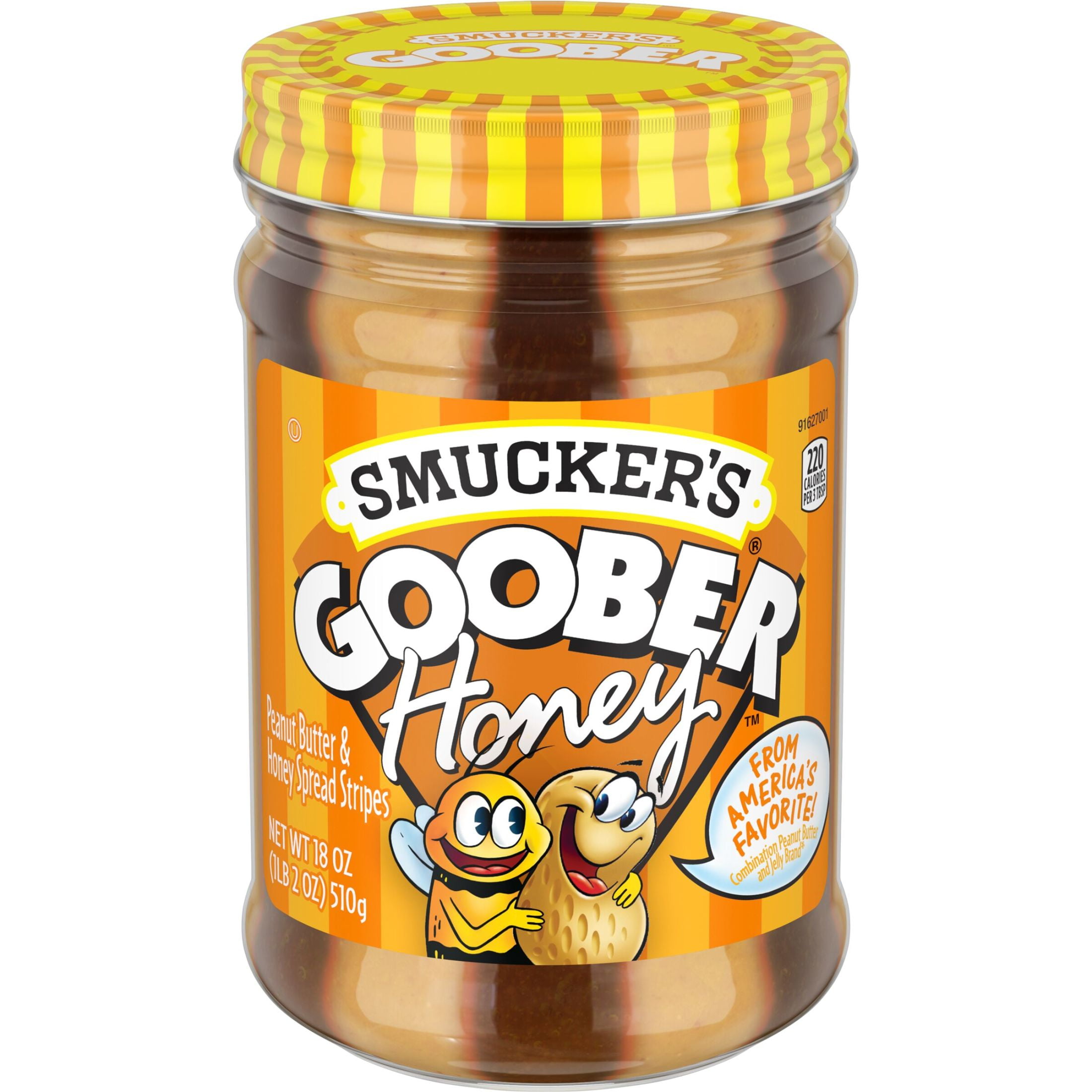 (12 pack) Smucker's Goober Peanut Butter & Honey Spread Stripes, 18 oz Jar