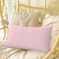 thumbnail image 4 of Pink Geometric Pillow Covers, Linen Long Throw Pillow Case, Modern Minimalism Solid Color Striped Holiday Pillow Protector Decorative Cushion Cover for Living Room/Bedroom 12" x 20", 4 of 8