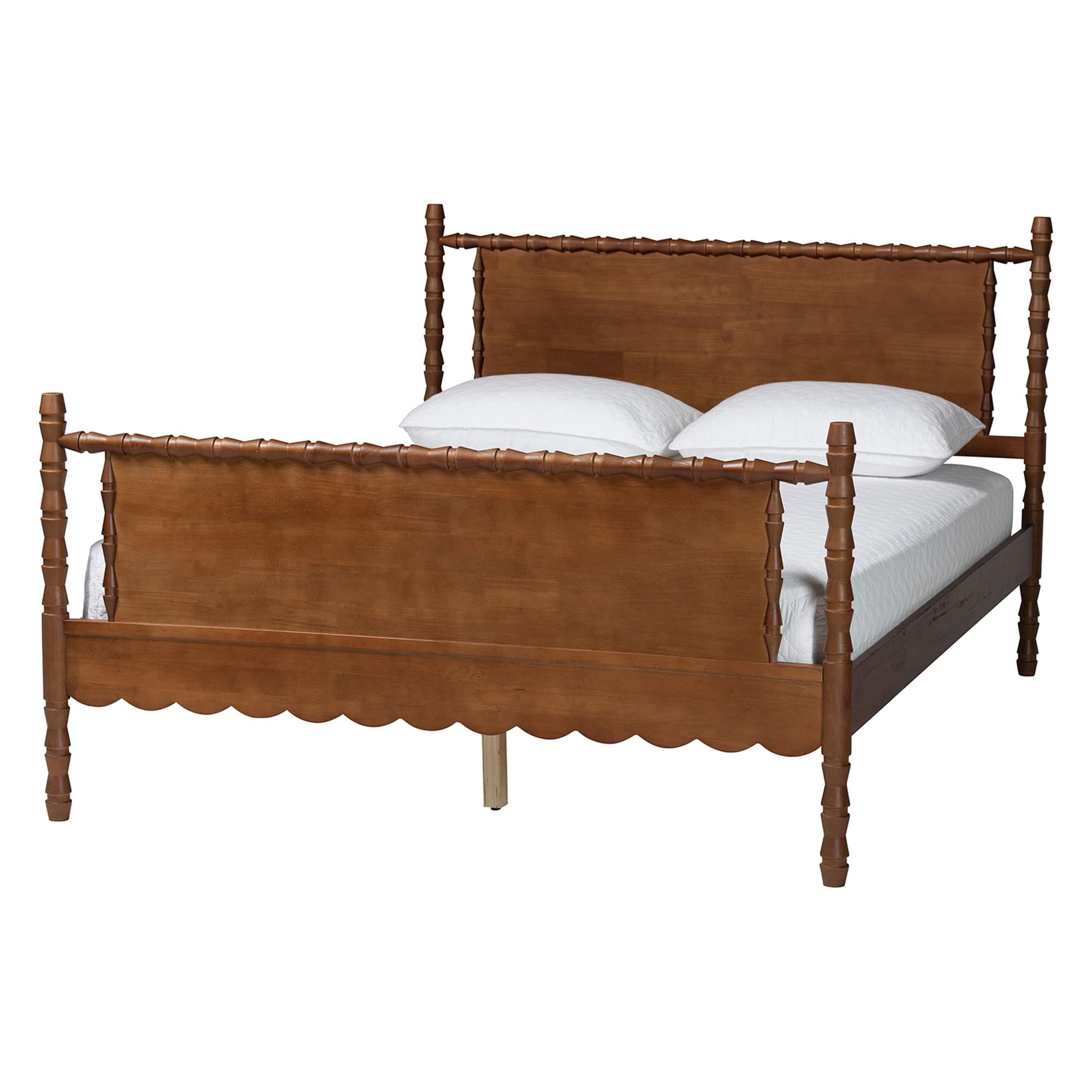 Baxton Studio Danette Modern Bedroom Set, 4-Piece, Queen, Walnut Brown