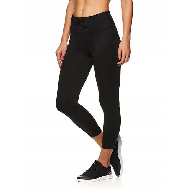 Reebok Womens Momentum Capri Compression Athletic Pants, Black, X-Large