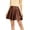 Aline-Brown, variant on Women's Solid Faux Leather Flared Pleated Stretch Mini Skater Skirt