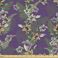 thumbnail image 2 of Exotic Upholstery Fabric by the Yard, Pastel Lily Bouquets Field Beauty Season Ferns Forest Leaves Retro, Decorative Fabric for DIY and Home Accents, Reseda Green Purple by Ambesonne, 2 of 5