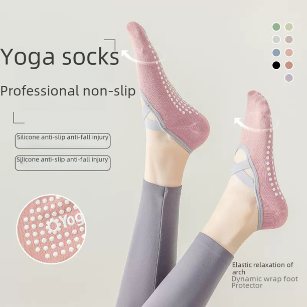 Calcetines de yoga para mujer, calcetines de algodón, profesionales, antideslizantes, de silicona, para interiores, fitness, baile, principiantes, pilates, calcetines deportivos