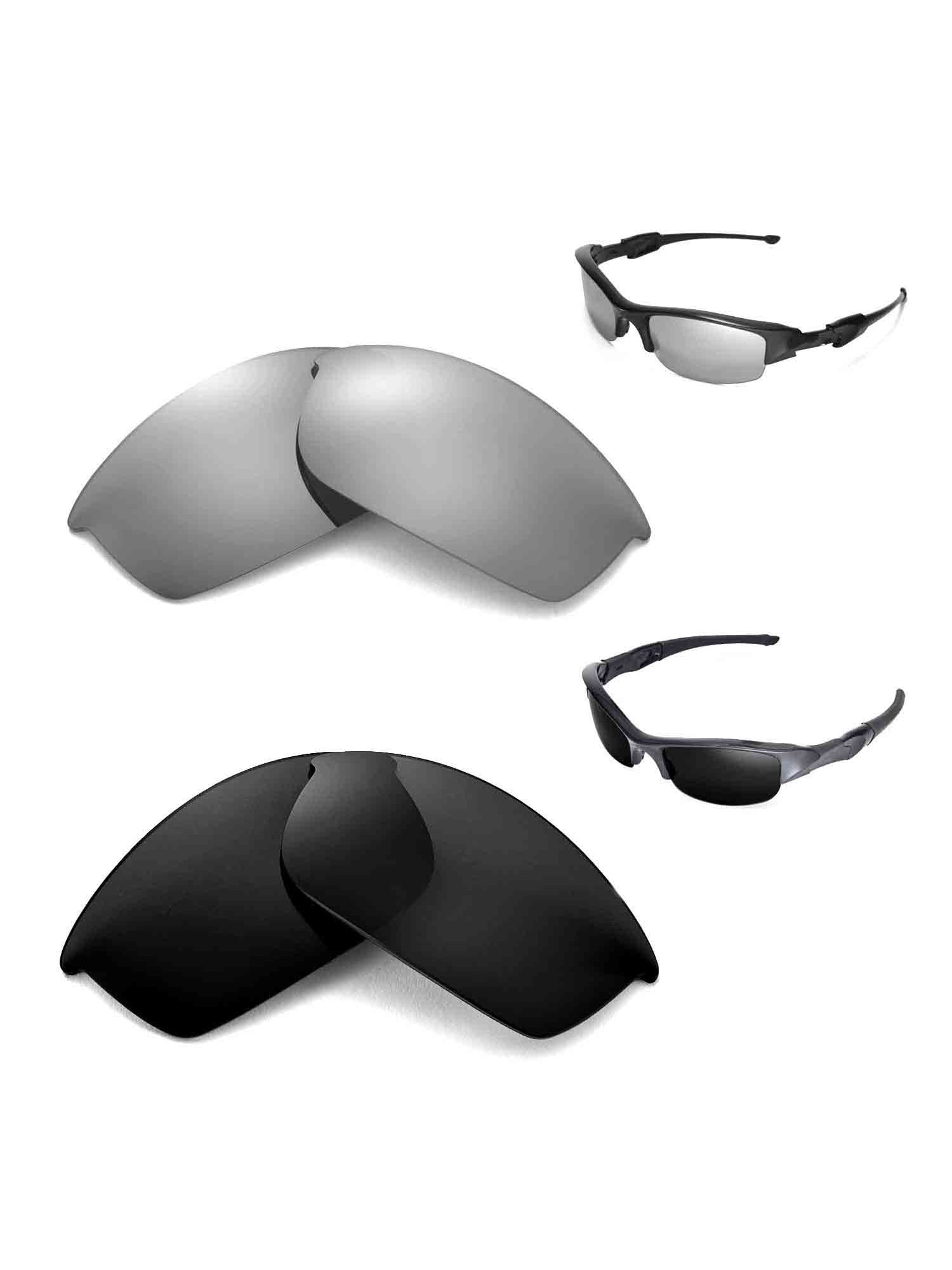 Walleva Polarized Titanium + Black Replacement Lenses For Oakley Flak  Jacket Sunglasses 