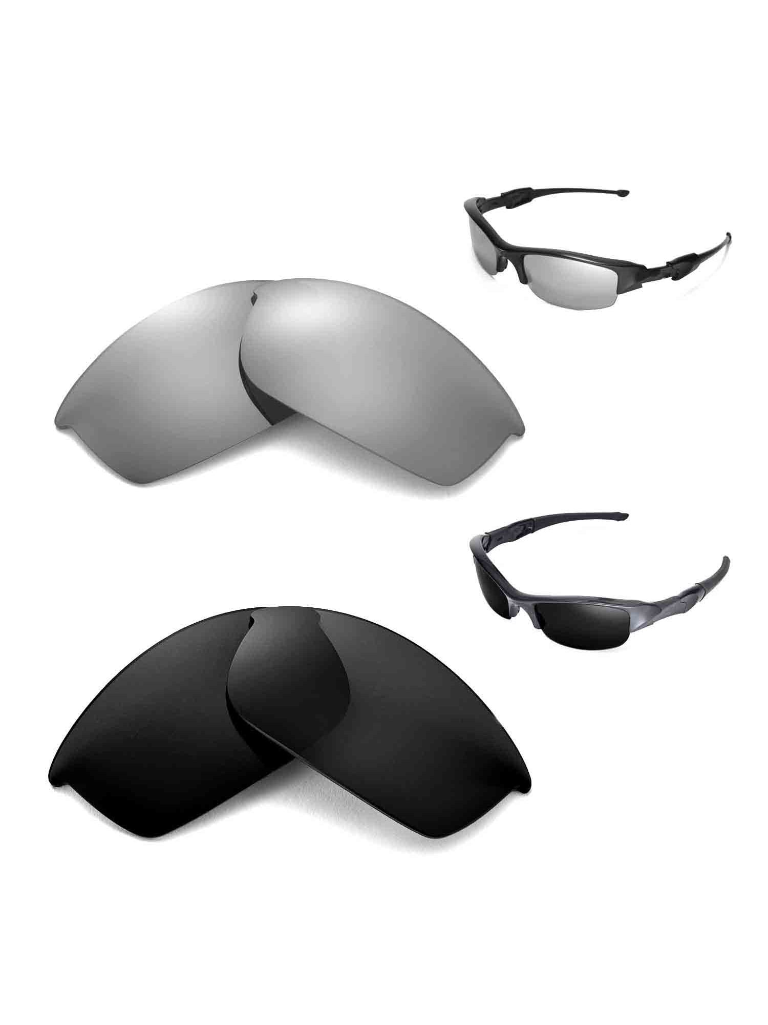 Walleva Polarized Titanium + Black Replacement Lenses For Oakley Flak