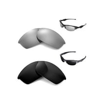 Walleva Polarized Titanium + Black Replacement Lenses For Oakley Flak Jacket Sunglasses