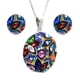 thumbnail image 1 of Juego de aretes y cadena con dije circular ZVEZDA plata mexicana ley .925 multicolor, 1 of 5