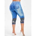 thumbnail image 4 of Talla grande 3D Lace Denim Print Getgings Rosegal Leggings de talla grande, 4 of 5