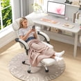 thumbnail image 2 of HOMREST 6-Point Massage Office Chair with Heat, Ergonomic Reclining Desk Chair with Footrest, Soft Chenille Fabric Executive Chairs for Home Office, Comfortable Computer Chair Gift for Women, Beige, 2 of 17
