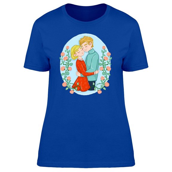 Couple Hugging Flower Frame Tee Women's -Image by Shutterstock