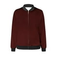 thumbnail image 5 of Scyoekwg Womens Jackets Solid Color Loose Fall Coats Lightweight Stand Collar Zipper Jacket Casual Long Sleeve Trendy Outerwear(Wine,XXXXL), 5 of 5