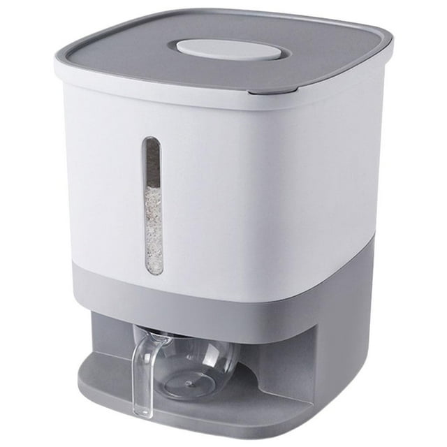 Contenedor de arroz para granos y cereales Dispensador de cereales de 10 kg Contenedor de cereales D-gris