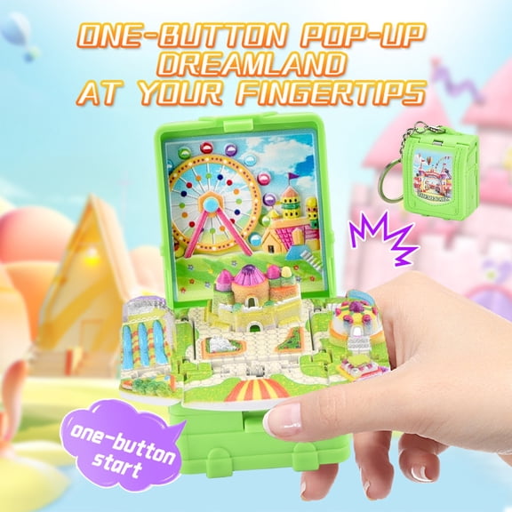 Toys - Chil,dren's Playground Stereoscopic Playground Campus Folding Backpack Keychain Toy Student Bag Hanging