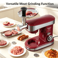 thumbnail image 3 of SeaSpark 6-in-1 Multifunctional Stand Mixer 6.3 QT 6-Speed Electric Kitchen Mixer with Bowl, Juicer & Meat Grinder, 400W Red, 3 of 9
