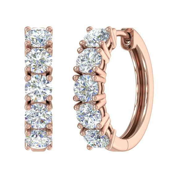 3 Carat Diamond Hoop Earrings in 14K Rose Gold