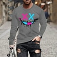 thumbnail image 1 of DecSea Men's Print Rhinestone Tee Top Long Sleeve Slim Fit Flocking T Shirt, 1 of 4