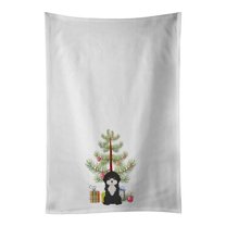 Carolines Treasures CK3497WTKT 28 x 19 in. Unisex Black & White Cyprus Poodle Christmas Tree White Dish Towels Kitchen Towel - Set of 2