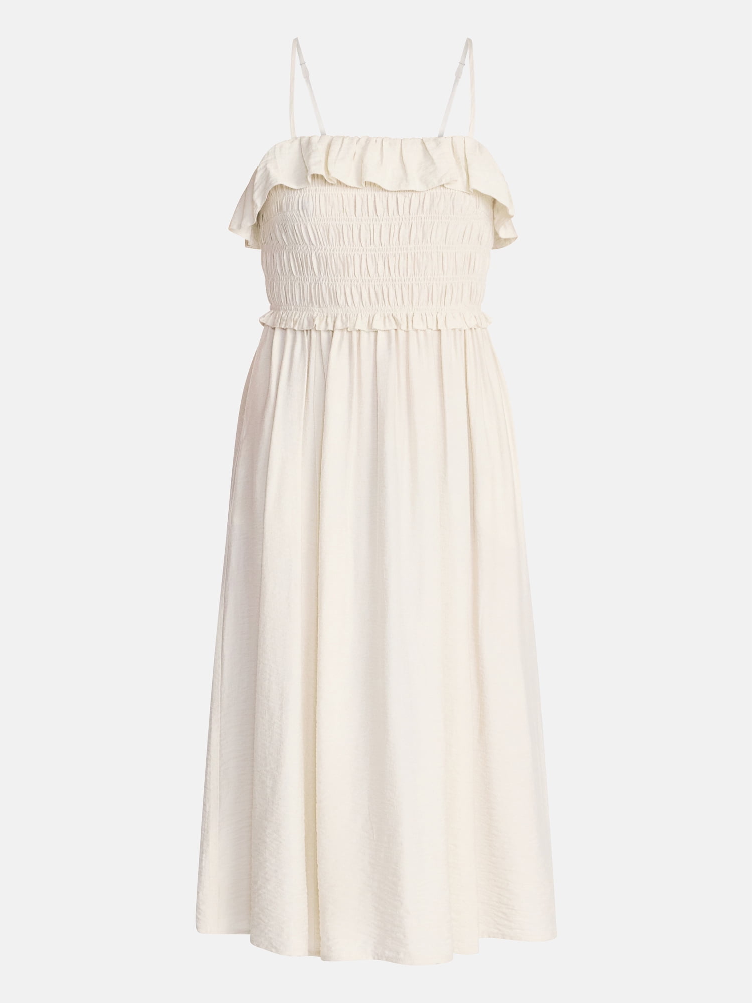 Time and Tru Women's Sleeveless Smocked Midi Dress, Sizes XS-XXXL