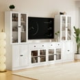 thumbnail image 3 of RichYa 4-Piece TV Stand for TVs up to 60”,Entertainment Center with Bookshelves for TVs,TV Stand Cabinets with 2 Drawers for Living Room,White, 3 of 9