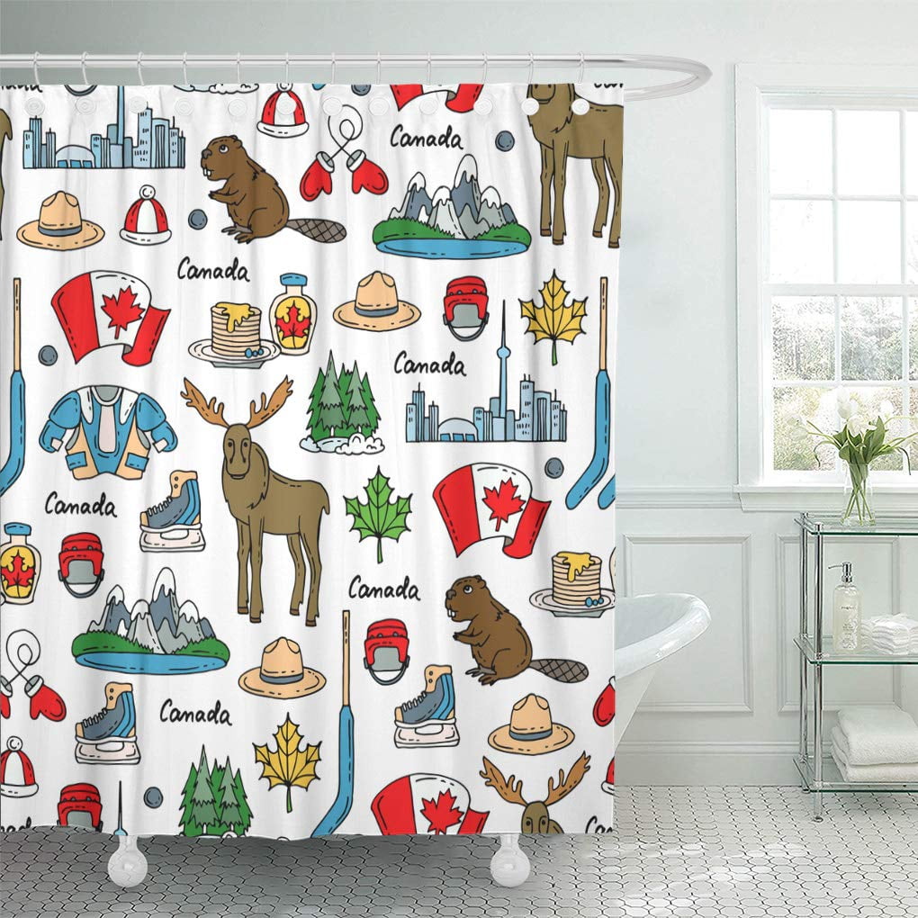 Suttom Colorful Canadian Of Canada Pattern Colored Symbols Site Maple Shower Curtain 66x72 Inch Com Maple Shower Curtain 66x72 Inch, Organic Cotton Shower Curtain Canada