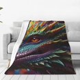 thumbnail image 1 of Fotbe Colorful Dragon Head Profile Manta de Franela Acolchonada con Estampado, Súper Suave y Esponjosa, Extra Grande para Sofá, Cama, Uso Todo el Año-40"x30", 1 of 7
