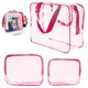 thumbnail image 2 of Los bolsos cosméticos del maquillaje 3pcs fijaron el Pvc claro impermeable con la manija de la cremallera, 2 of 5
