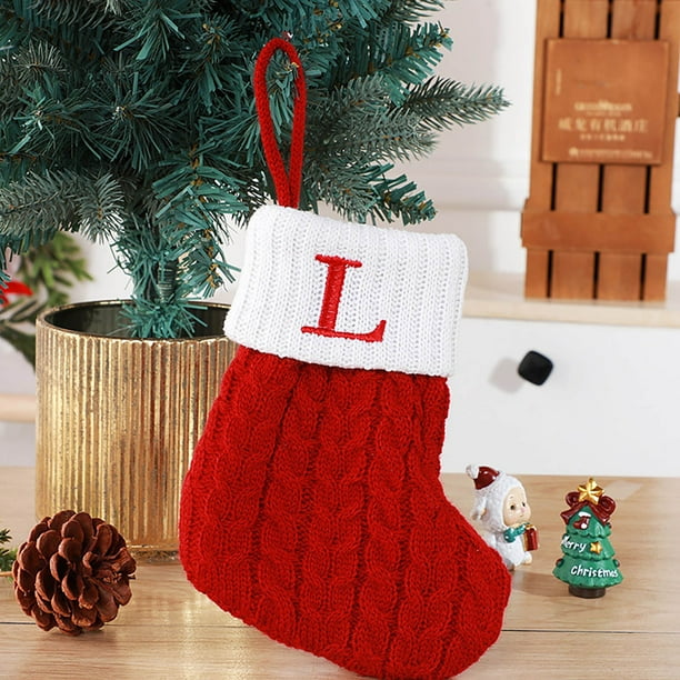 Cute Letters Christmas Stocking Decoration Christmas Tree Pendant Christmas Style Wool Knitted Socks Decoration Props