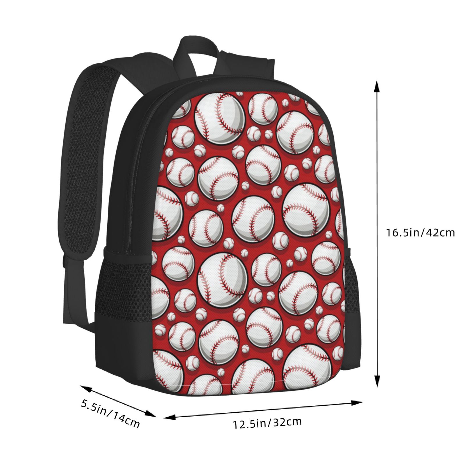 Ratiio Cute Baseball Backpack for Men and Women - Durable 600D Oxford Cloth -Large Capacity, Water-Resistant School, Travel, and Hiking Bag