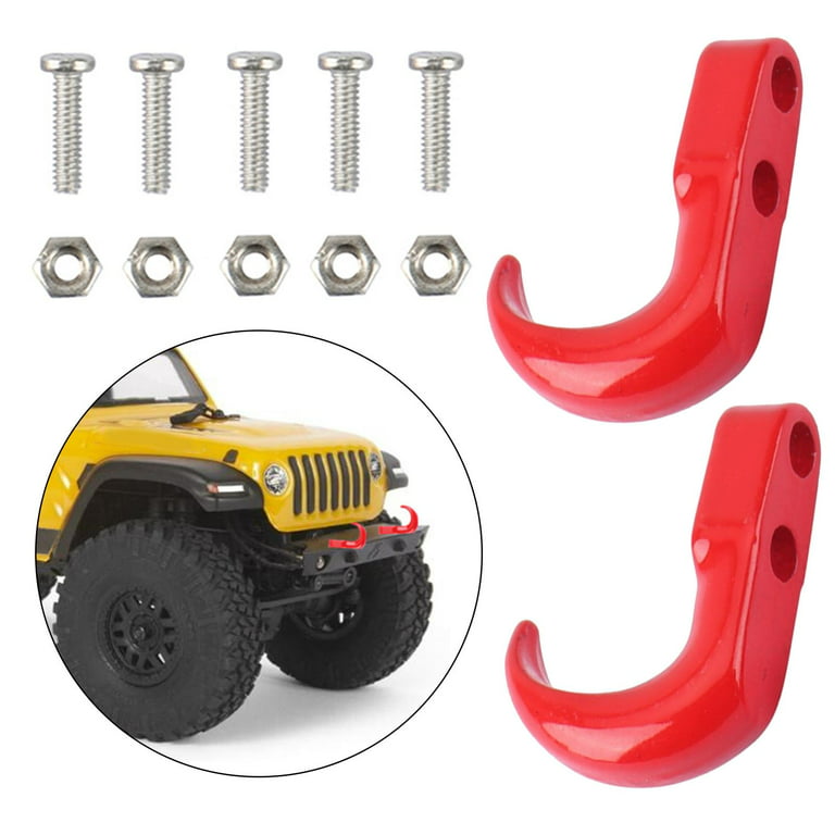2 Pieces 1:24 Car Bumper er Hook Tow Shackle Hook /24 Axial SCX24 90081  Model Trucks Accessories , Red