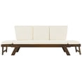 thumbnail image 5 of 3-Seat Wooden Patio Sofa, Outdoor Adjustable Daybed Sofa Chaise Lounge Bench with Cushions and Armrest, Convertible Couch Sofa Bed for Small Places, Brown Finish+Beige Cushion, 5 of 9
