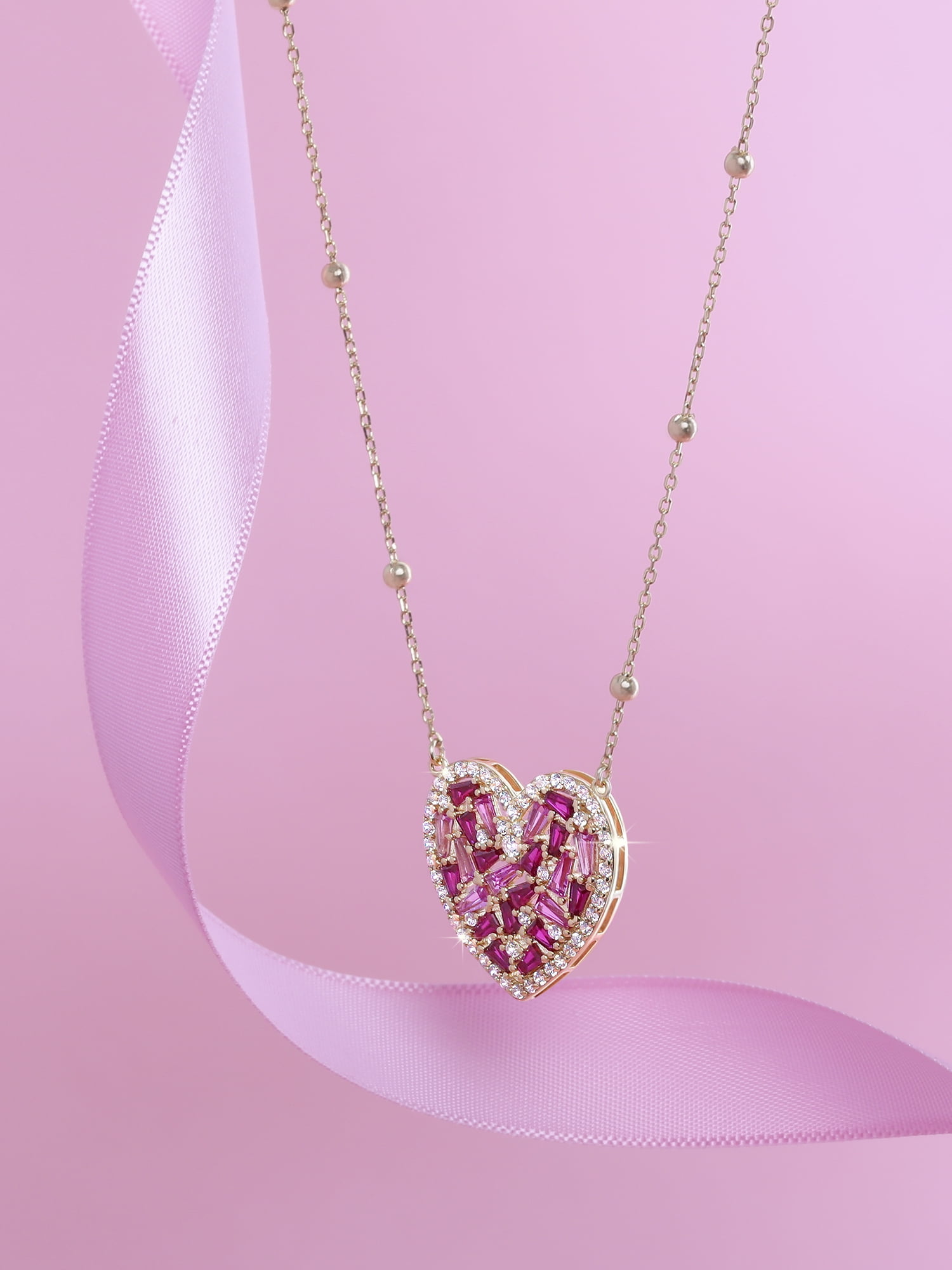 Brilliance Fine Jewelry Women's Sterling Silver 14kt Gold Plated  Heart Pendant, 18" Chain