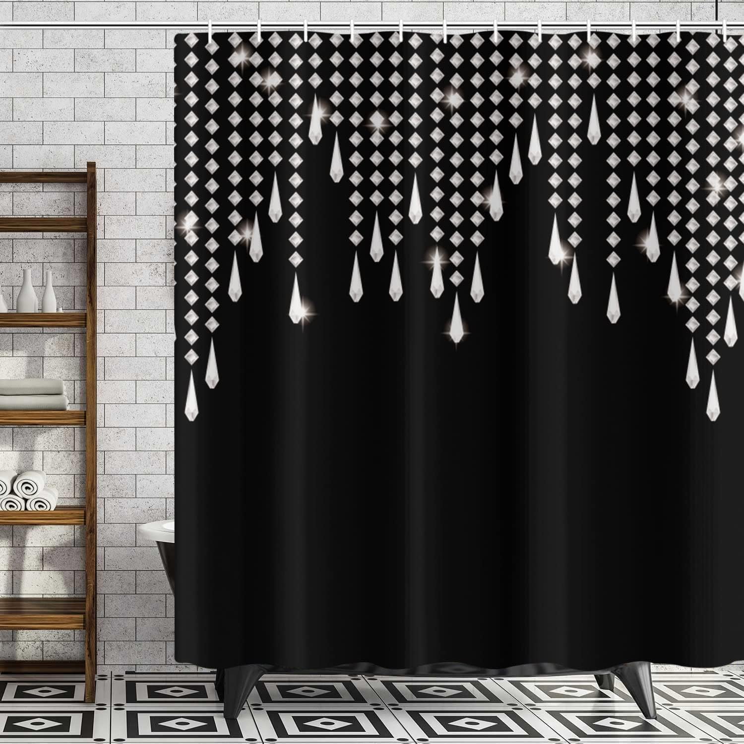 Chanel Glitter Shower Curtain Waterproof Luxury Bathroom - Usalast