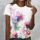 thumbnail image 1 of Fiudx Ofertas Relámpago Blusa de Manga Corta con Estampado de Moda para Mujer, Camiseta con Cuello Redondo, Tops Informales, 1 of 4