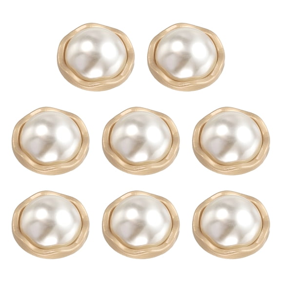 Uxcell 8pcs Metal Button 18mm Round Pearl Sewing Buttons for Shirt Crafts, Gold