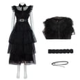 thumbnail image 4 of Disfraz de Cosplay familiar de Wednesday Addams para adultos y niños, uniforme escolar, chaqueta, falda, traje para mujer, ropa de fiesta de Halloween, 4 of 4