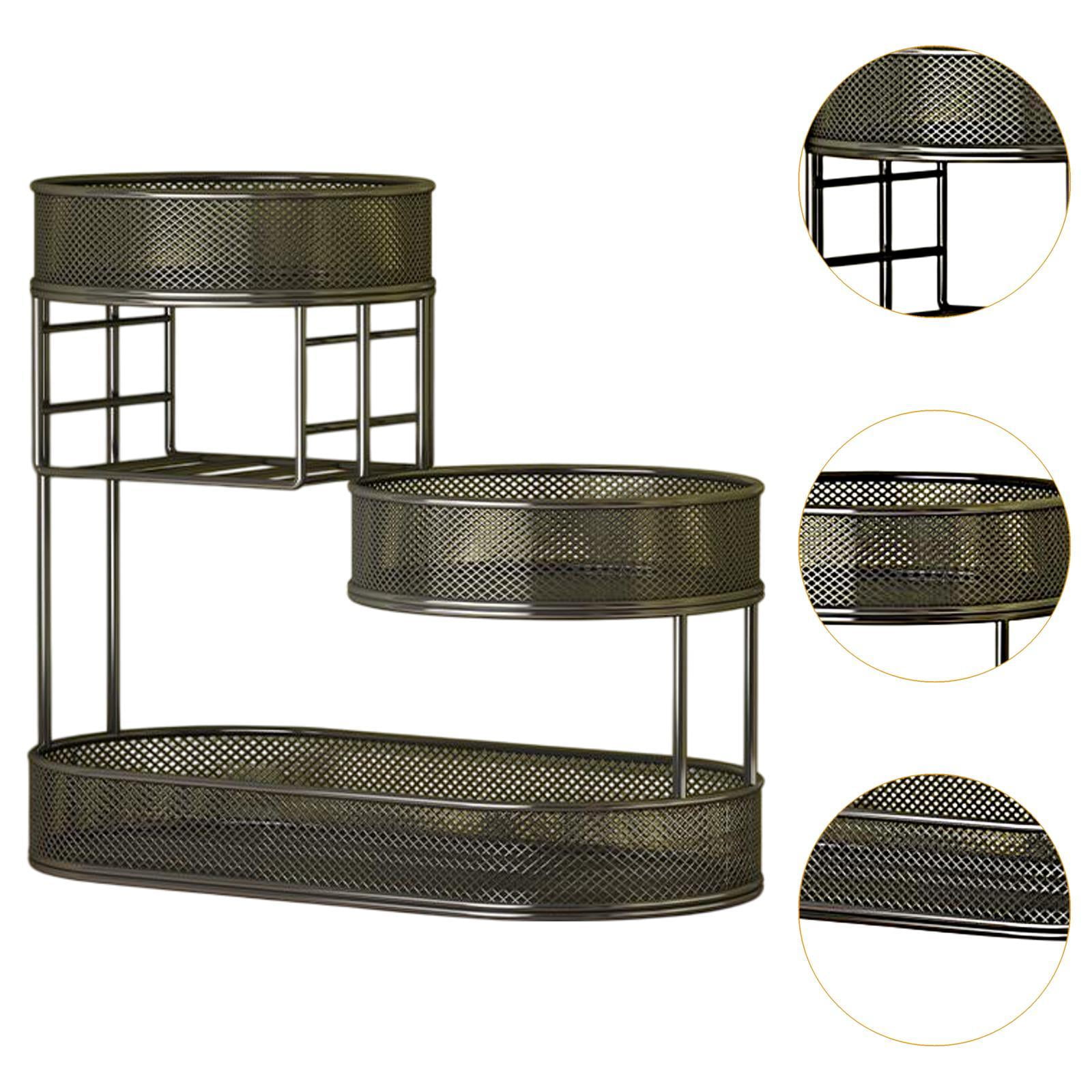 TISHITA 3 Layer Fruit Basket Vegetable Storage Bowl Multiuse Fruits Stand Metal Wire Fruit Basket Fruit Holder for Bread Onion Veggie Black