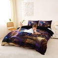 thumbnail image 2 of Metsweet Magic Dragon Duvet Cover Queen, Vintage Library Queen Bedding, Blue Purple Gold,Black Reversible,3-Piece,1 Duvet Cover and 2 Pillowcases, 2 of 6