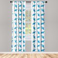 thumbnail image 4 of Ambesonne Nautical Window Curtains, Sea Turtles Pattern Art, Each 28" W x 63" L, Deep Sky Blue and White, 4 of 4
