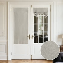 NICETOWN Full Blackout Door Curtains for Classroom, Linen Blended French Door Blinds Privacy Thermal Insulated Room Darkening Tie Up Shades, Silver Grey, 26"x69", 1 Panel