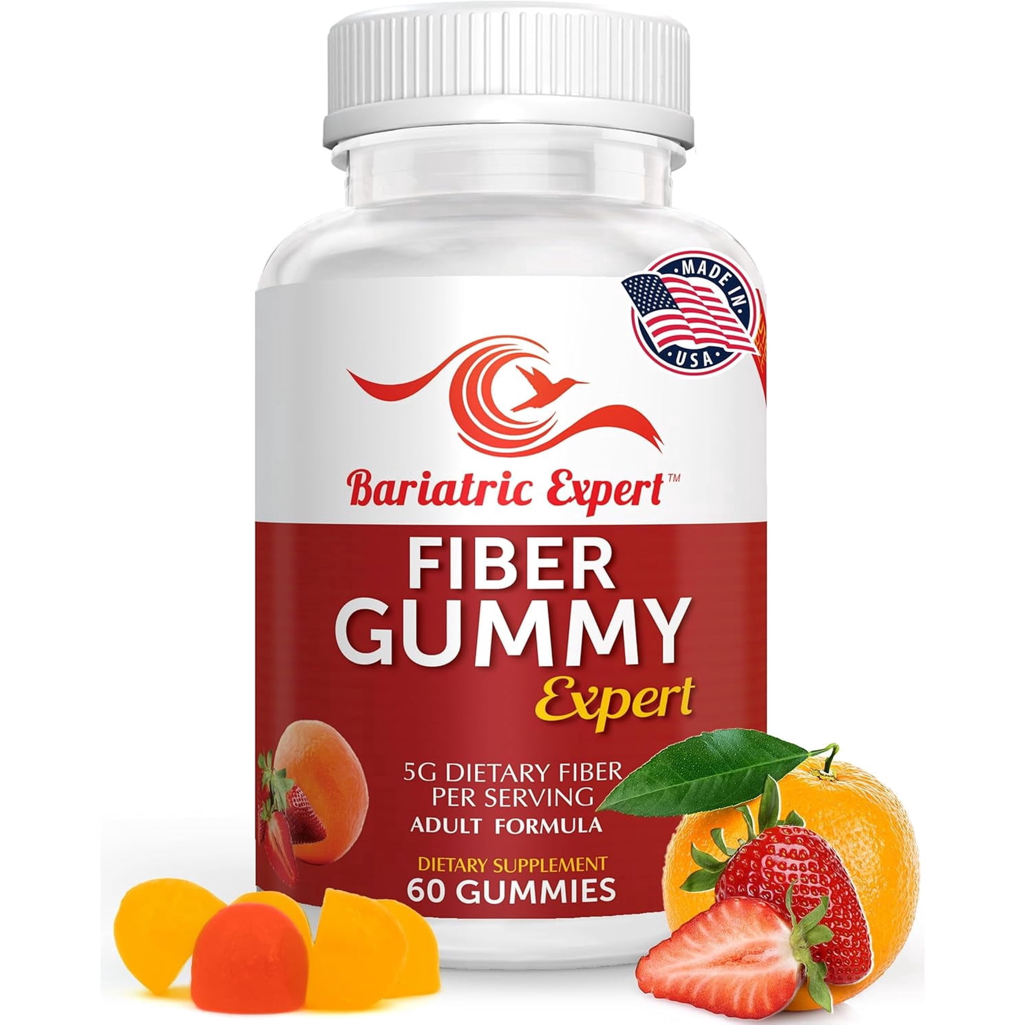 Bariatric Expert Fiber Vitamin Gummies Fast-Melting Dietary Fiber Supplement for Adults After Bariatric Surgery, 60 Count