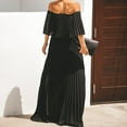 thumbnail image 4 of Ichuanyi Women's Fashion Casual Solid One Line Collar Sexy Off Shoulder Chiffon Dress, 4 of 9