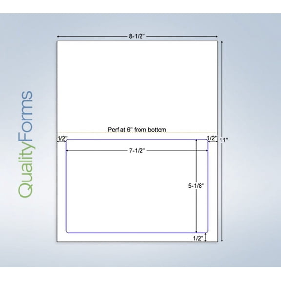 Integrated Label Form, 1 Label 7-1/2 x 5-1/8" with 1 Horiz. Perf. (Pack Of 250)